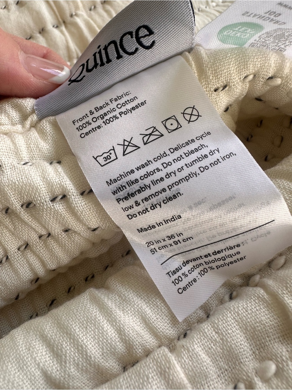 NWT Quince Organic Cotton Channel Stitch Coverlet Set Undyed - King/Cal King - Picture 10 of 11
